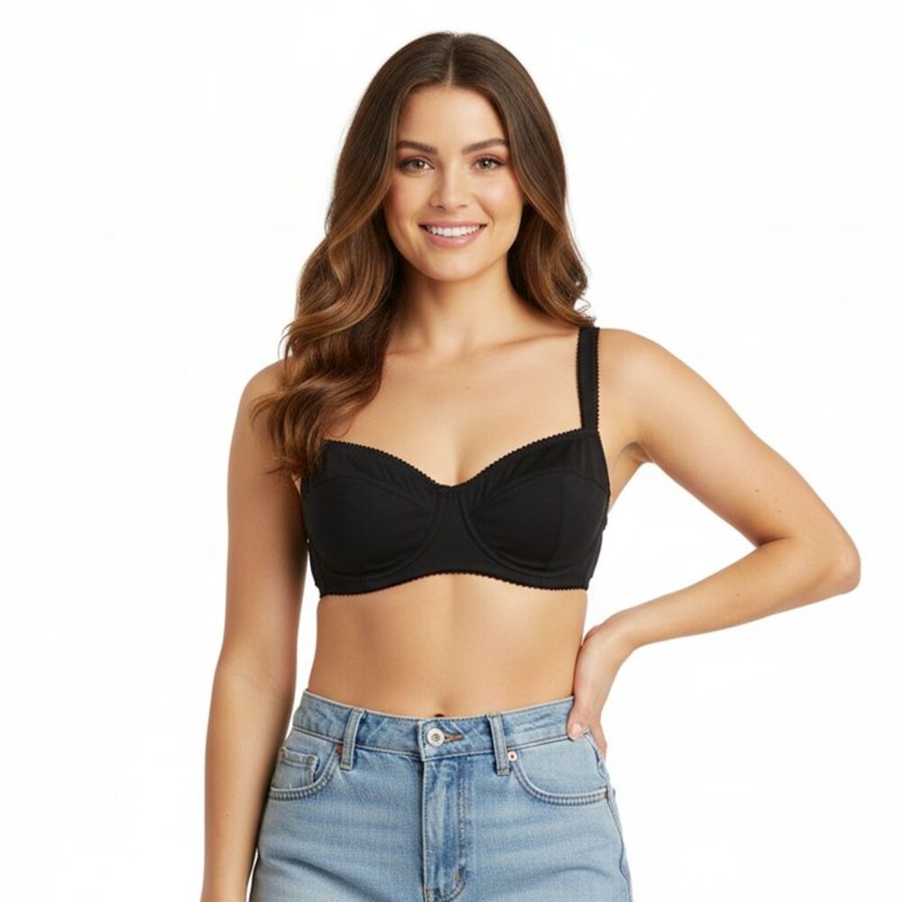 Dolce & Gabbana Essential Black Minimalist Underwire Satin Bra - Picture 1 of 4
